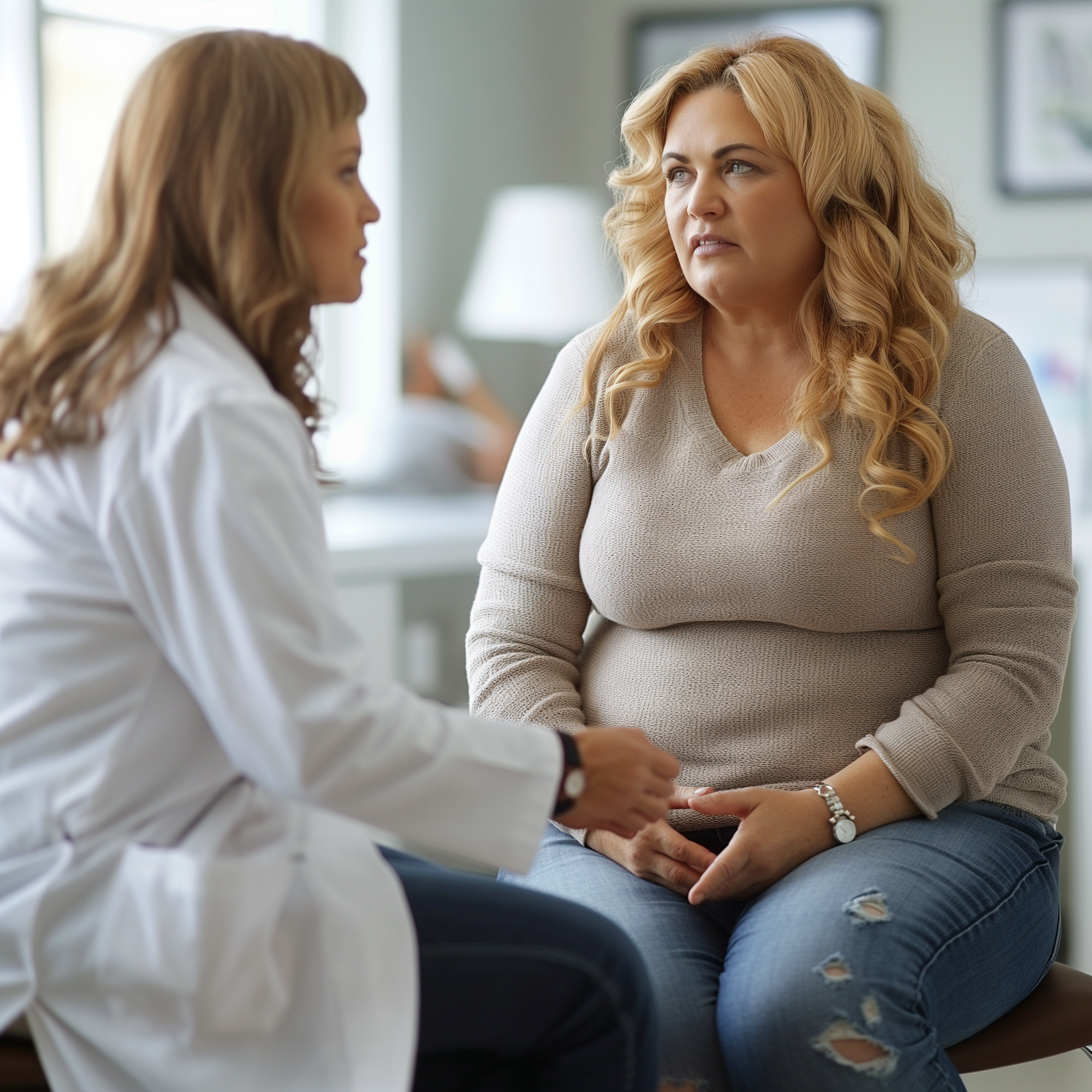 An image of a morbidly obese woman consulting with her doctor.