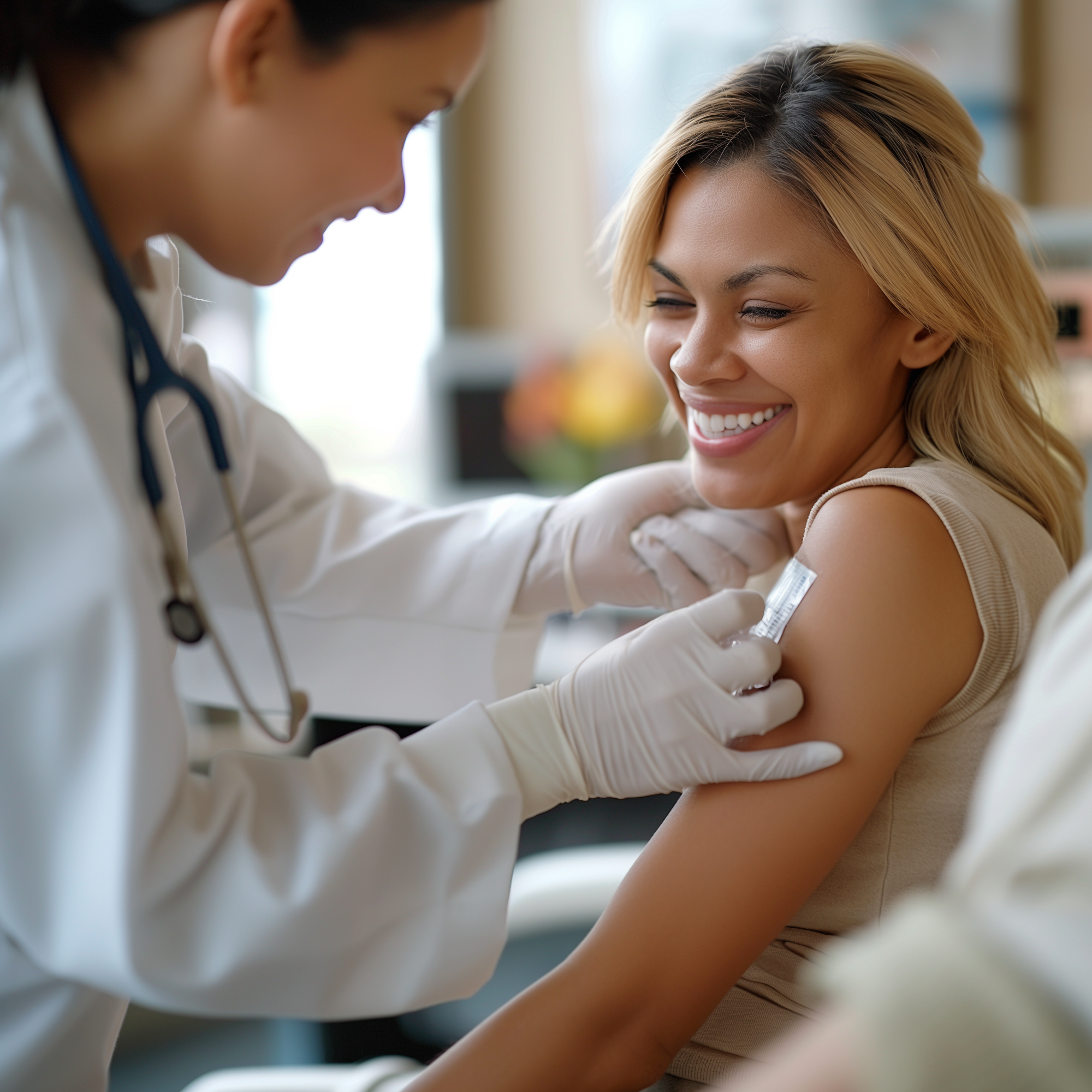 An image of a woman having a blood test for diabetes symptoms.