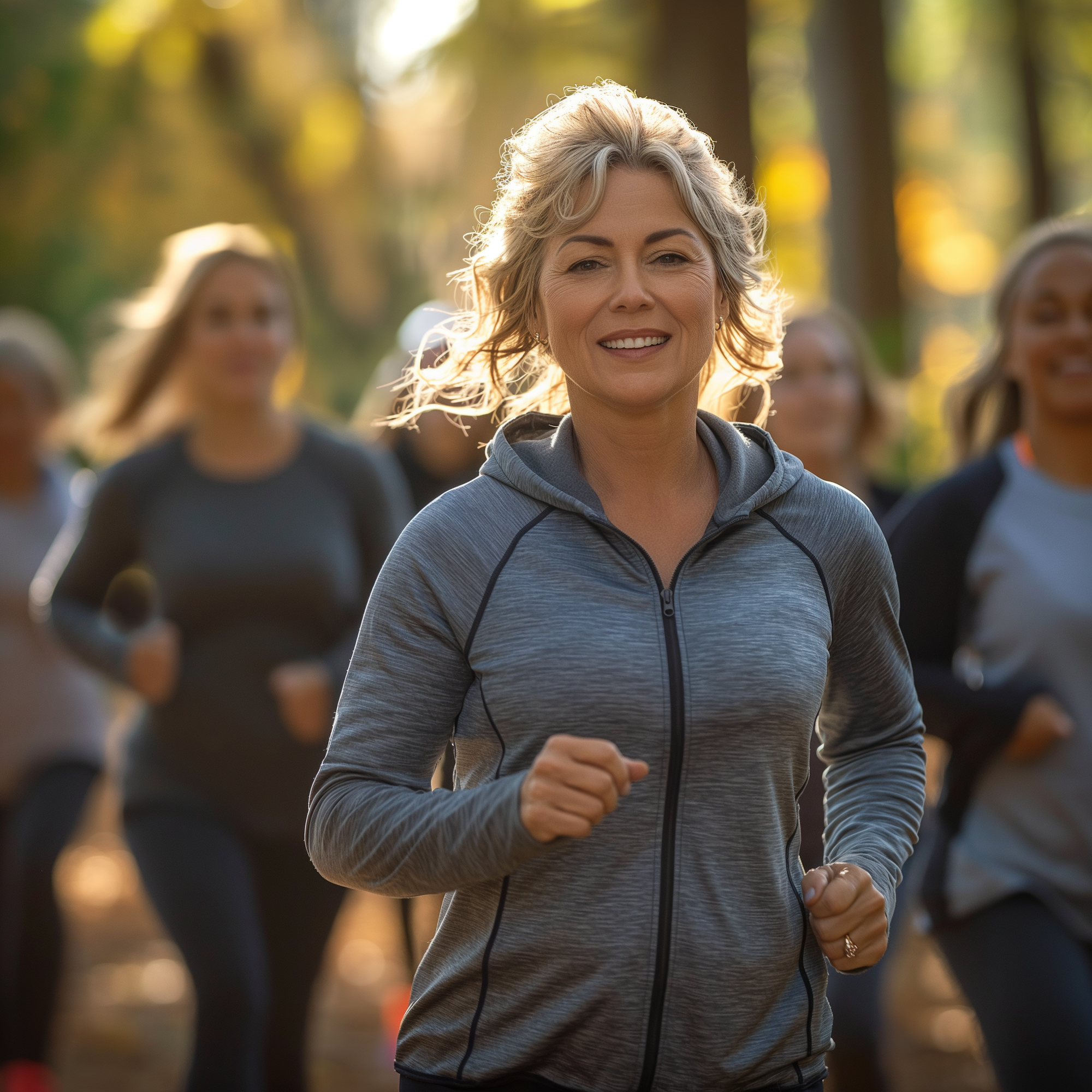 An image of women briskly walking to combat brain shrinkage.