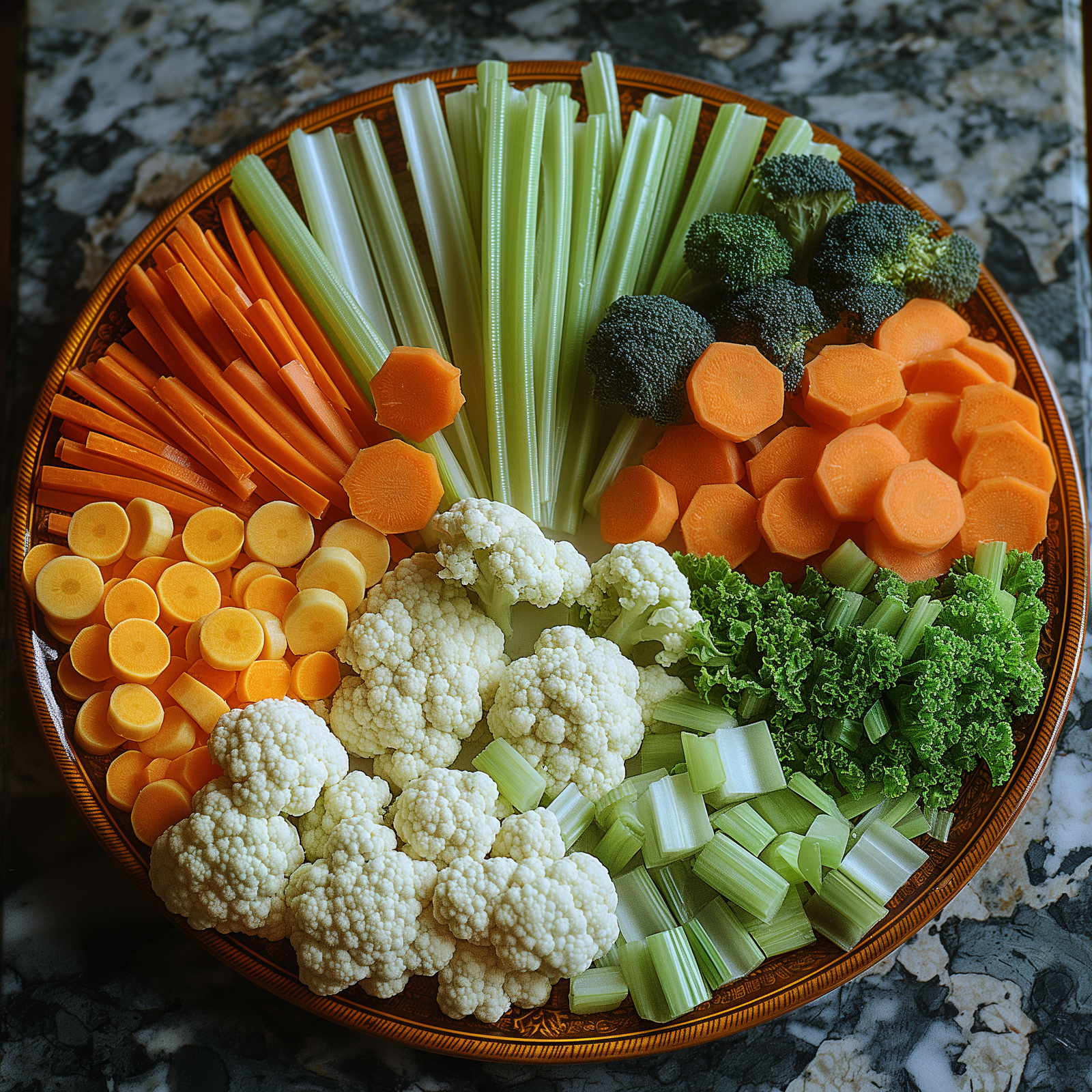 An image of a plate of raw regetables to help hypothyroidism