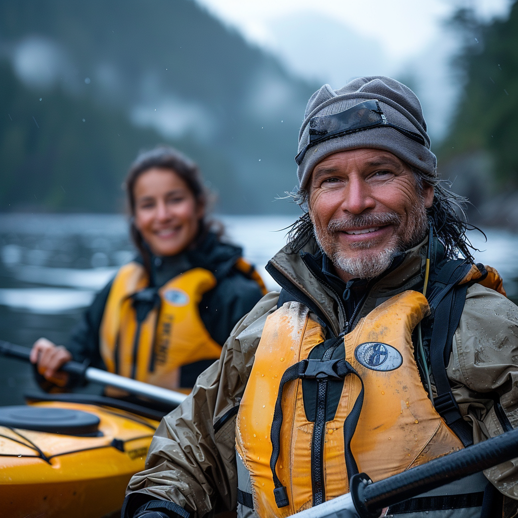 An image of a man and woman kayaking to soothe brain inflammation