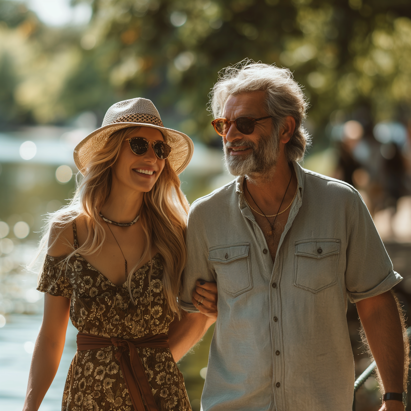 An image of a man and woman walking in a park to boost Coenzyme Q10 Supplement.