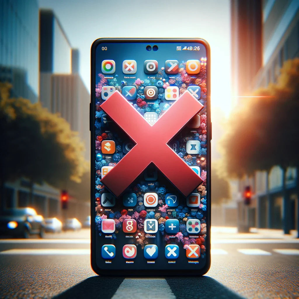 An image of a smart phone with a red x through the smart screen to help relieve brain fog.
