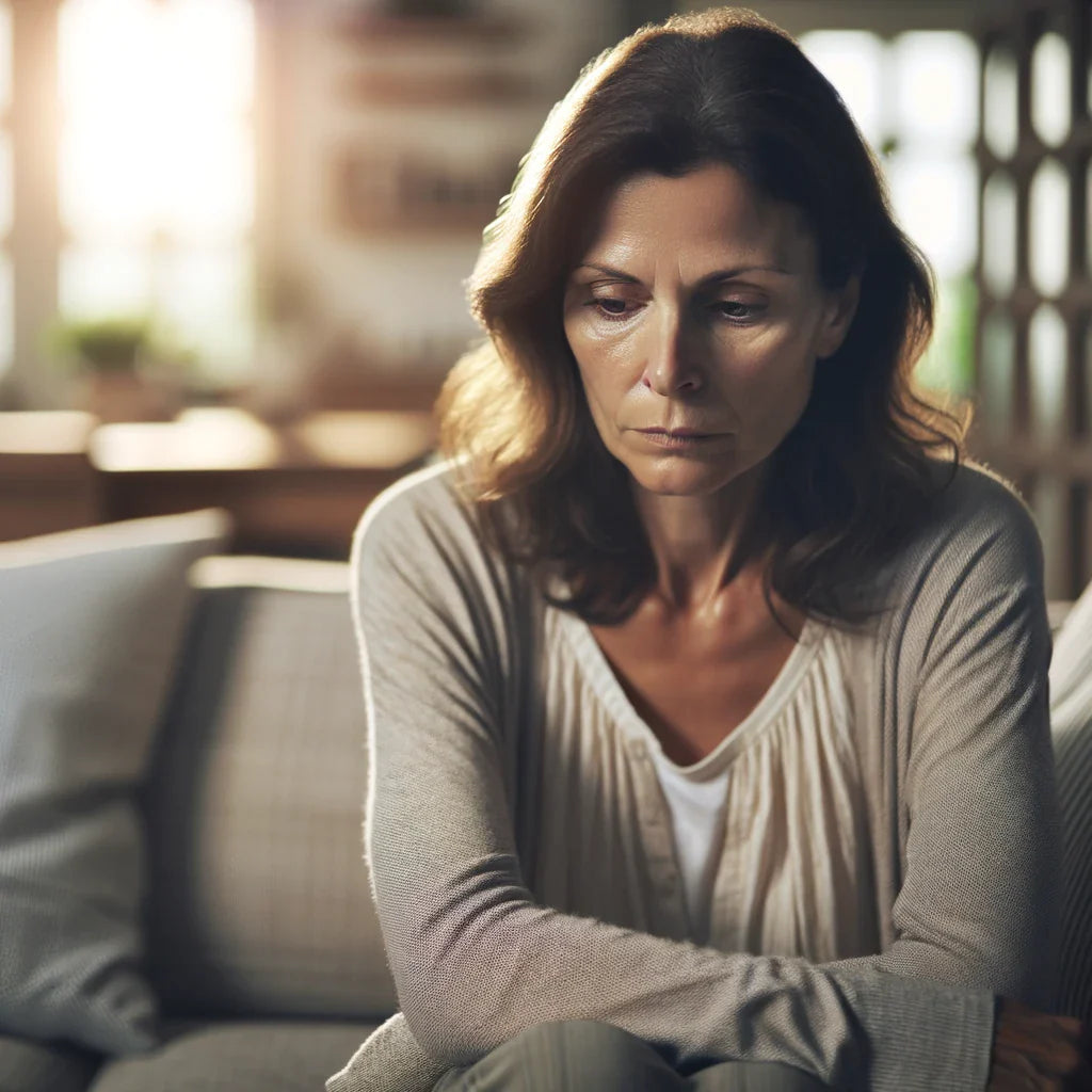 An image of a depressed woman due to a poor gut-to-brain connection