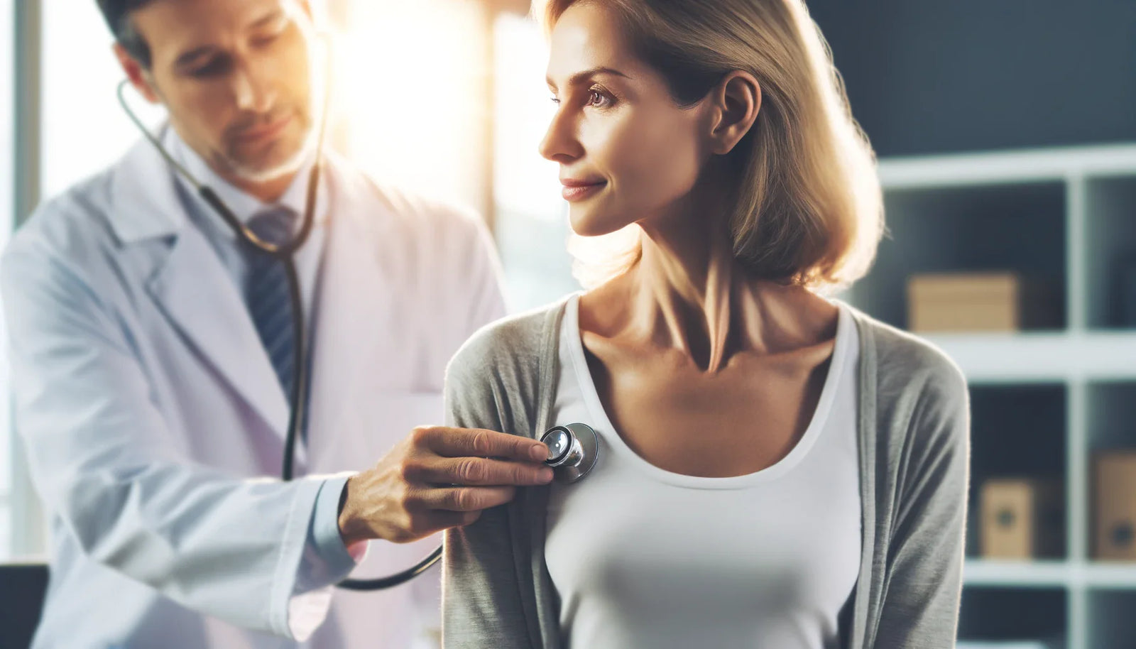 An image of a woman having a health screening to lower blood sugar.