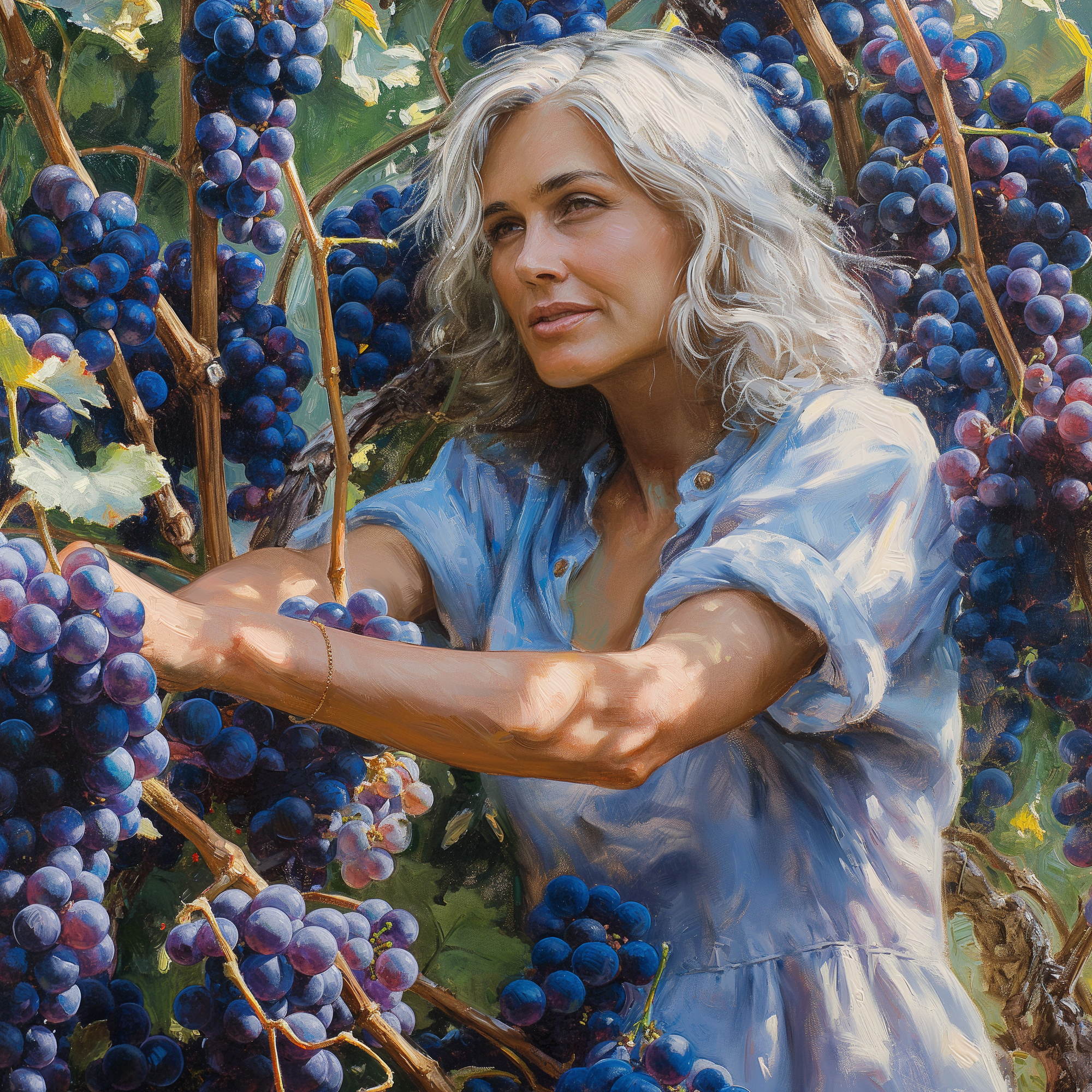 an image of a woman picking grapes for grape seed extract.