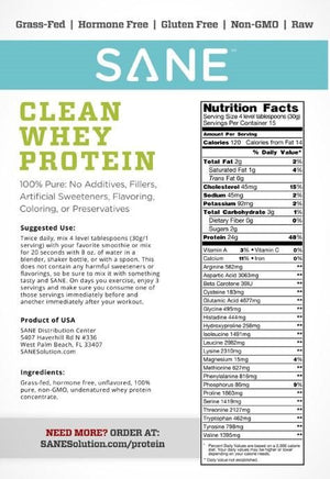 SANE Clean Whey Protein (1lb)